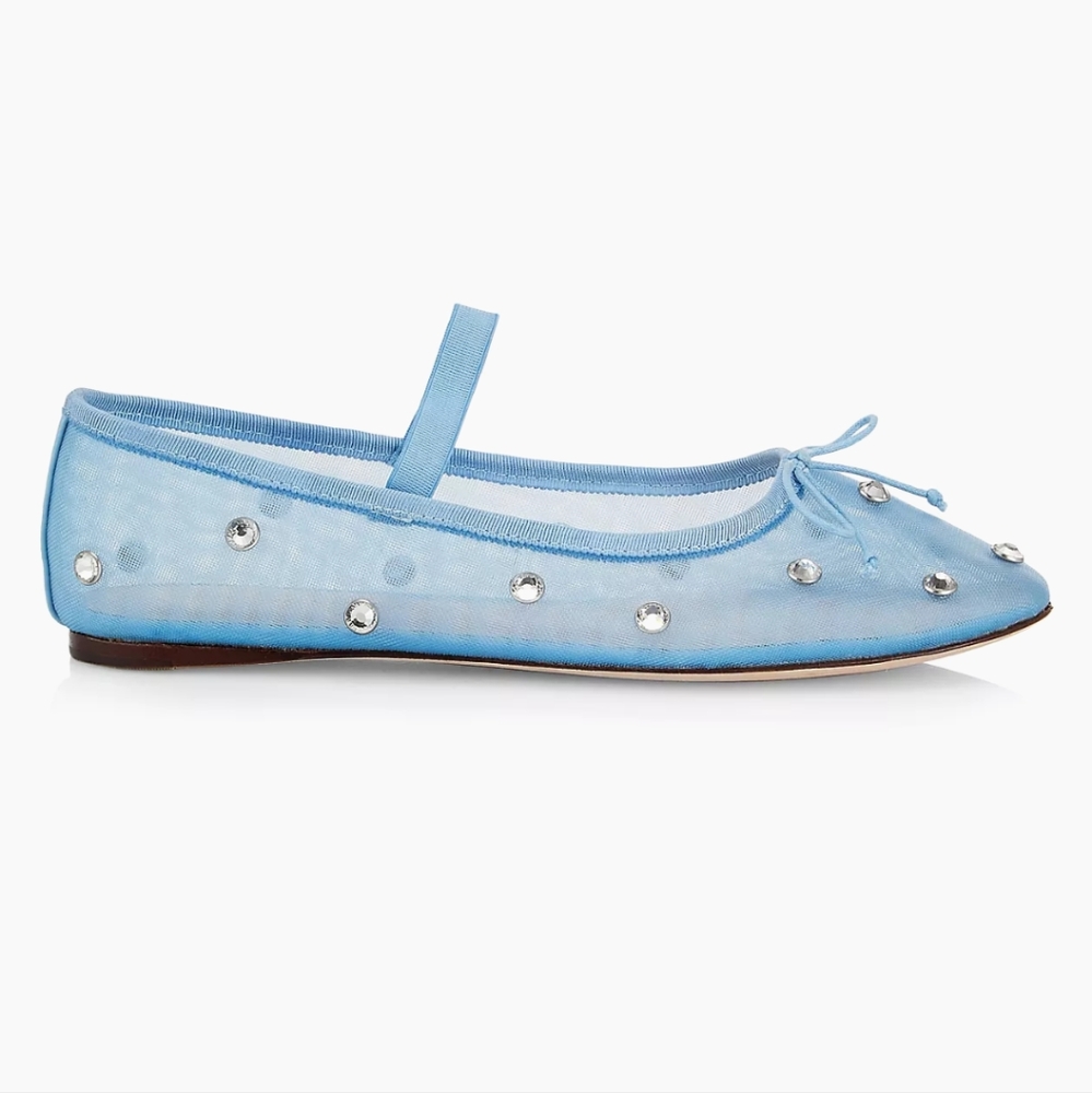 Loeffler Randall Light Blue Jeweled Mesh Ballet Flat